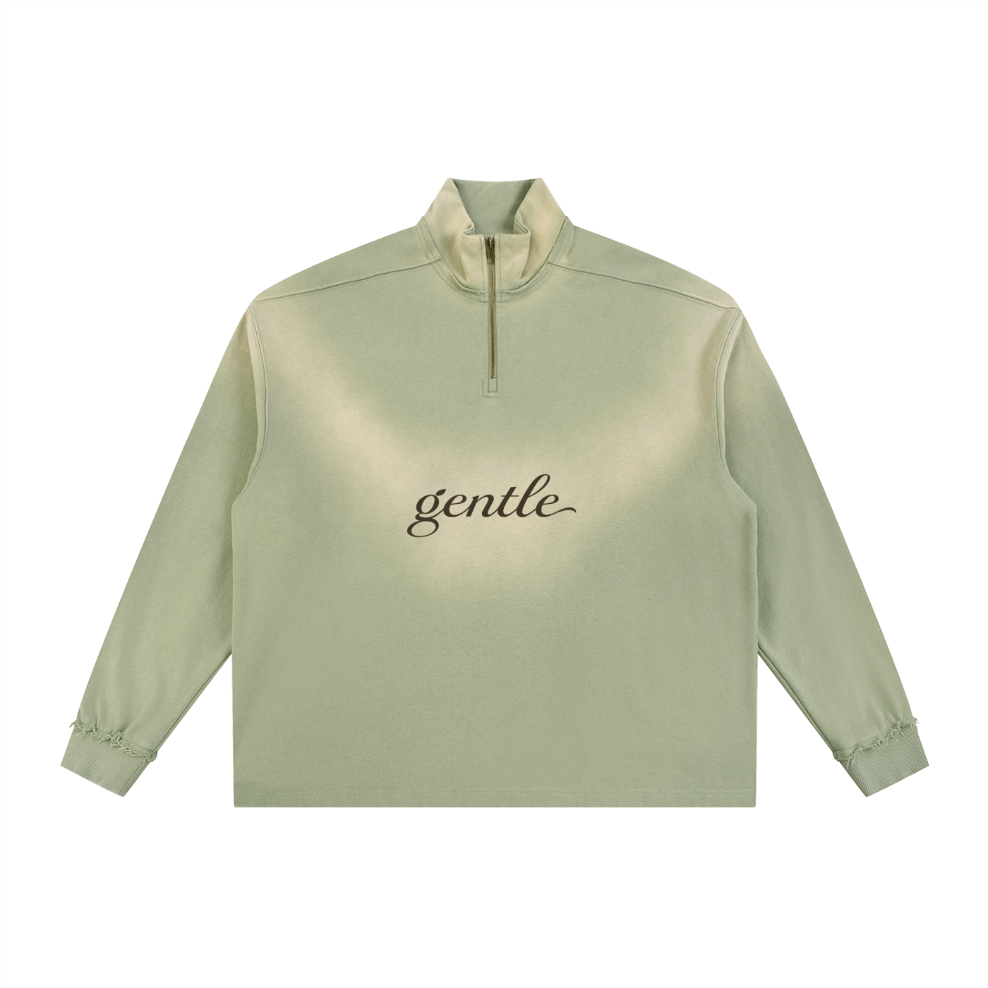 Sun Fade Raw Edge Quarter-Zip Sweatshirt