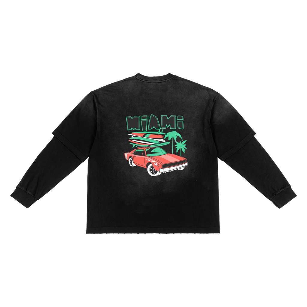 Sunfade Hand-Frayed Faux Two-Piece T-Shirt