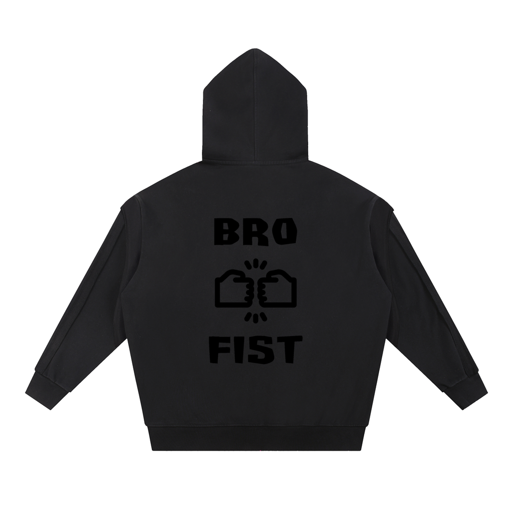 Contrast Tape Raw Edge Double Layered Zip Hoodie
