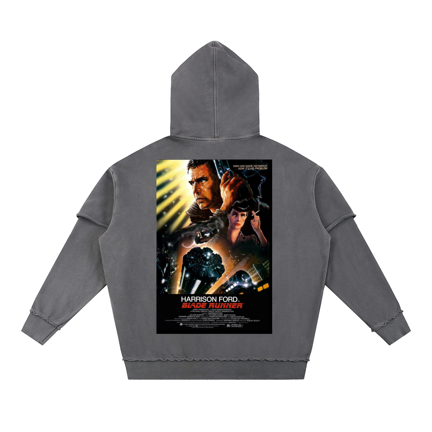 Snow Washed Raw Edge Double Layered Hoodie
