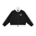 Contrast Side Stripe Fleece Cropped Track Jacket