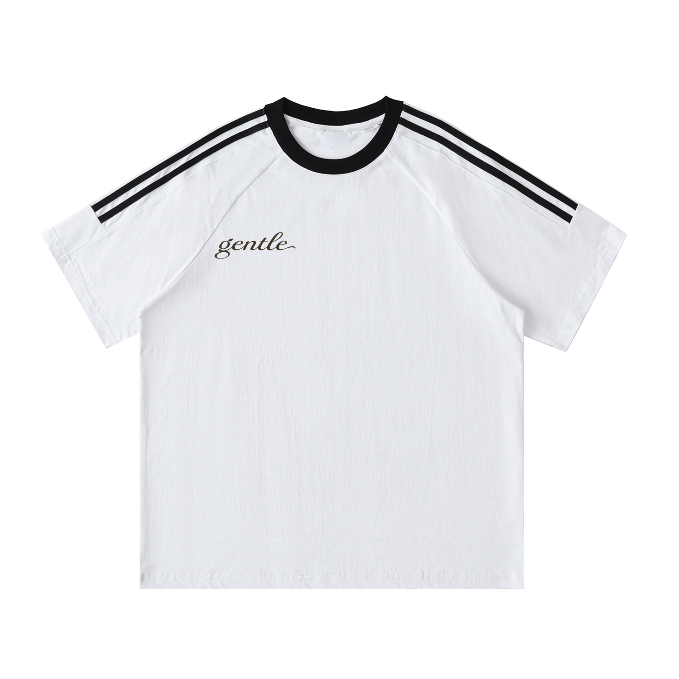 Contrast Tape Crewneck Cotton T-Shirt