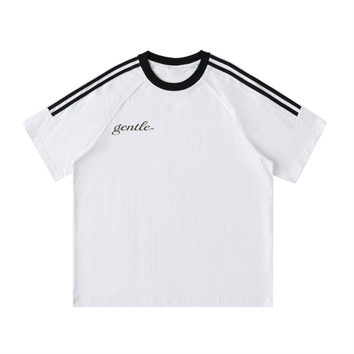 Contrast Tape Crewneck Cotton T-Shirt