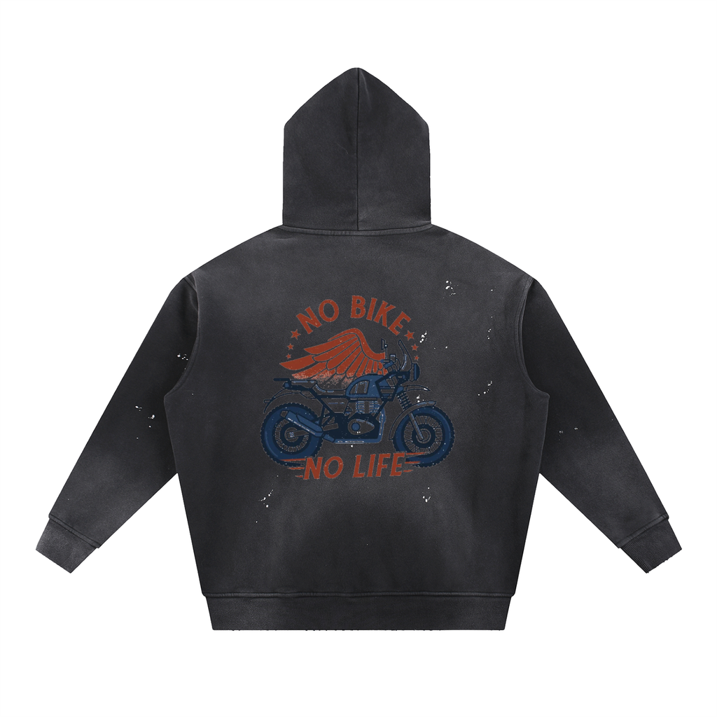 Vintage Washed Frayed Fleece Hoodie